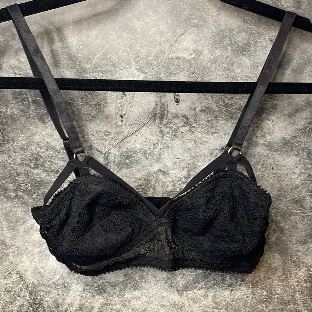 Urban Outfitters Black Lace Harness Bralette